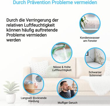 Електричний осушувач KLAMER 20 л, циркуляція повітря 195 м на годину, потужний осушувач повітря в приміщенні 420 Вт, осушувач з єм