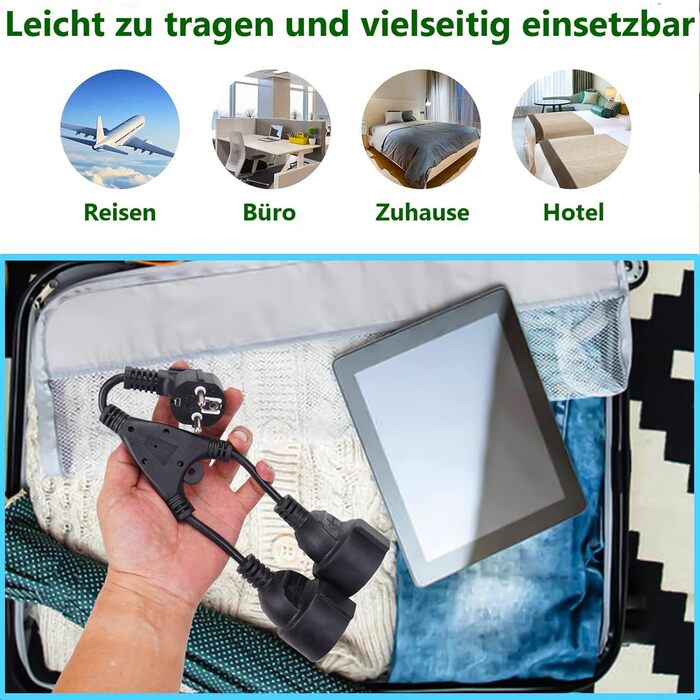 Адаптер короткої кабельної розетки 2 в 1, подвійна вилка для розетки, подовжувач розетки 2-стороння розподільна розетка, багатораз