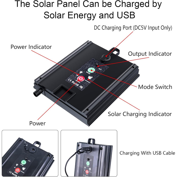 Зовнішня світлодіодна стрічка Lumtang Solar Outdoor, Світлодіодна стрічка 5 м, сонячні ліхтарі на сонячних батареях, що змінюють колір, з 8 режимами освітлення, вечірка, сад, басейн, табір, прикраса на відкритому повітрі. (Rgb, 10 М)