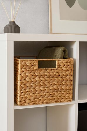 Кошик для зберігання водяного гіацинту прямокутний плетений кошик з ручками сумісний з полицями та Kallax 37x28x20 см натуральний