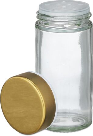 Карусель для спецій Relaxdays, 16 банок для спецій, обертається на 360, нержавіюча сталь, скло, В x Г 27,5 x 20 см, кругла підставка для спецій, золота