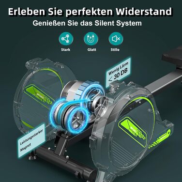 Тестова версія 2026 року Домашній гребний тренажер з магнітним фітнес-тренажером, гребний тренажер з 16 рівнями опору, обладнання для домашнього спортзалу, кардіотренажер, вантажопідйомність 160 кг з РК-монітором H300