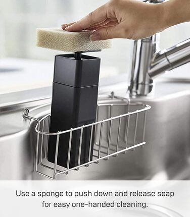 Баштовий дозатор мила під тиском, чорний, смола PETG/поліпропілен/поліетилен/силікон, мінімалістичний, 5,5 x 5,5 x 18,5 см, 5214