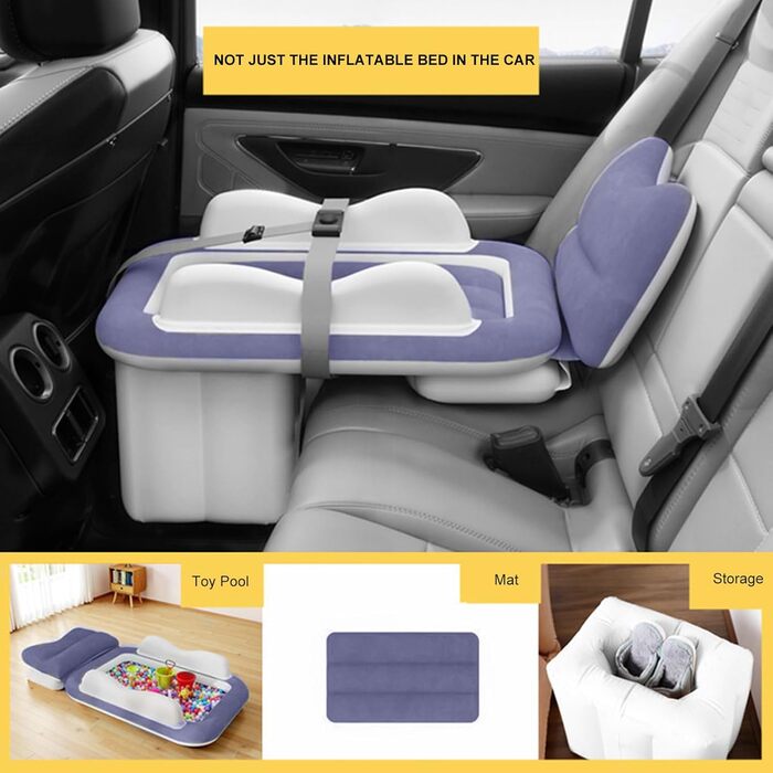 Легке надувне дитяче ліжечко, м&39який флок, регулюється для автокрісел, легке надування та здування, компактне для транспортування, портативний дитячий надувний матрац