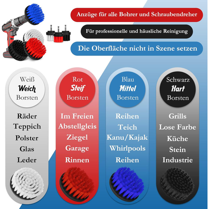 Набір насадок для щітки, Насадка для щітки Акумуляторна викрутка 5 шт. Щітка для чищення Ободна щітка Скруббер Набір щіток для чищ