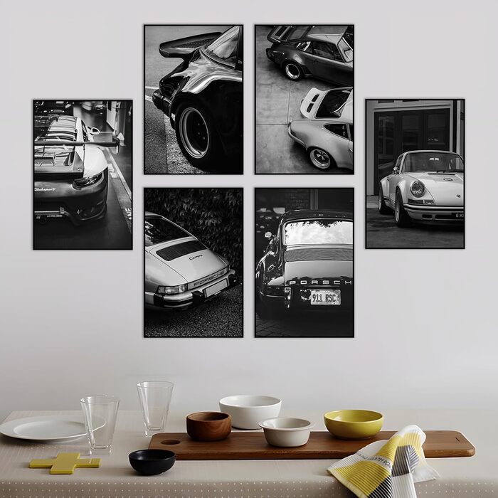 Автомобільний плакат, настінне мистецтво, прикраса, 911, класичний вінтажний плакат, чорно-білий друк, живопис, картини для чолові