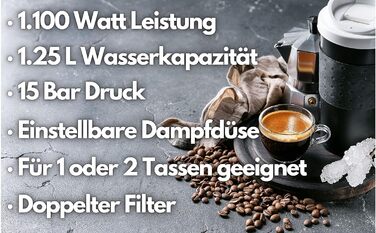 Кавоварка Zilan з піноутворювачем молока Машина для портафільтра Машина для капучино Кавоварка з портафільтром Резервуар для води 1,25 л 15 бар Ретро дизайн