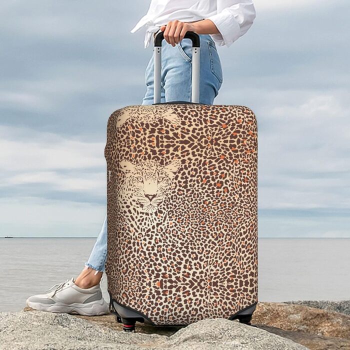 Чохол для валізи Леопардовий принт, міцний захист для багажу, підходить для валіз розміром 45.7 - 81.3 см, розмір XL, Чорний, X-Large