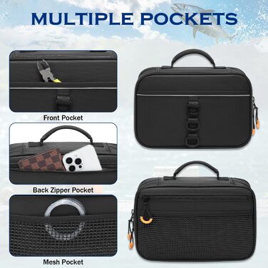 Маленька рибальська сумка з 4 одинарними та 2 подвійними кишенями для риболовних приманок, волосіні, гачків, грузила