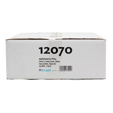 Літровий сміттєвий пакет тип 70, 12070 Premium, 250 сміттєвих пакетів, 10 рулонів, синій, 120-