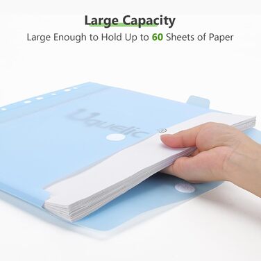 Папка-органайзер Uquelic, папка для документів A4 з 12 пластиковими кишенями для документів, водонепроникна папка з ПВХ на блискавці папка для школи, дому, офісу (сіра)