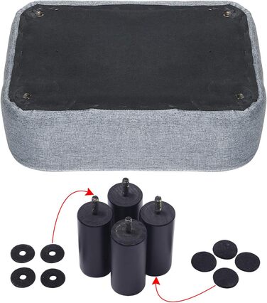 Невеликий пуф, табурет з лляної тканини, прямокутний пуф з м&39яким сидінням, соснові ніжки та м&39яке відділення для взуття для вітальні та спальні, світло-сірий RF-BD214-D Синьо-сіра тканина