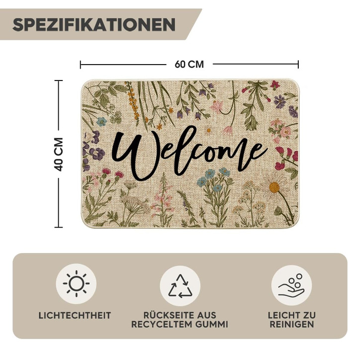 Килимок для дверей, декор для дому, кухонний килимок, килимок для підлоги для внутрішнього та зовнішнього декору 40x60 см 40 x 60 см бежевий