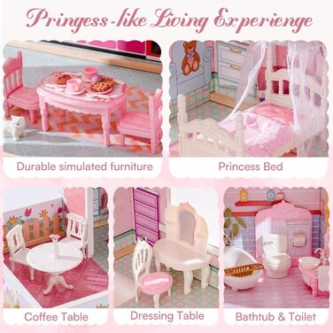 Дерев&39яний ляльковий будиночок ROBUD для дітей, іграшка-подарунок для дівчаток та хлопчиків віком 3, 4, 5, 6 років, милий ляльковий будиночок