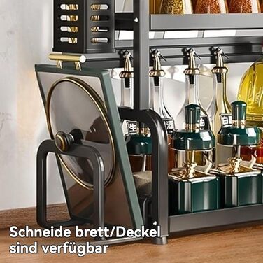 Постійна полиця для спецій з 3 ярусами, підставка для спецій з нержавіючої сталі, органайзер для спецій великої місткості, чорна кухонна полиця, для зберігання на кухонній стільниці, 3 яруси, стояча, чорний колір