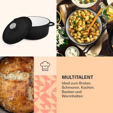 Емальована чавунна каструля, жаровня 5,5 л, герметична жаровня з кришкою для духовки, мала емальована жаровня з кришкою, жаровня д