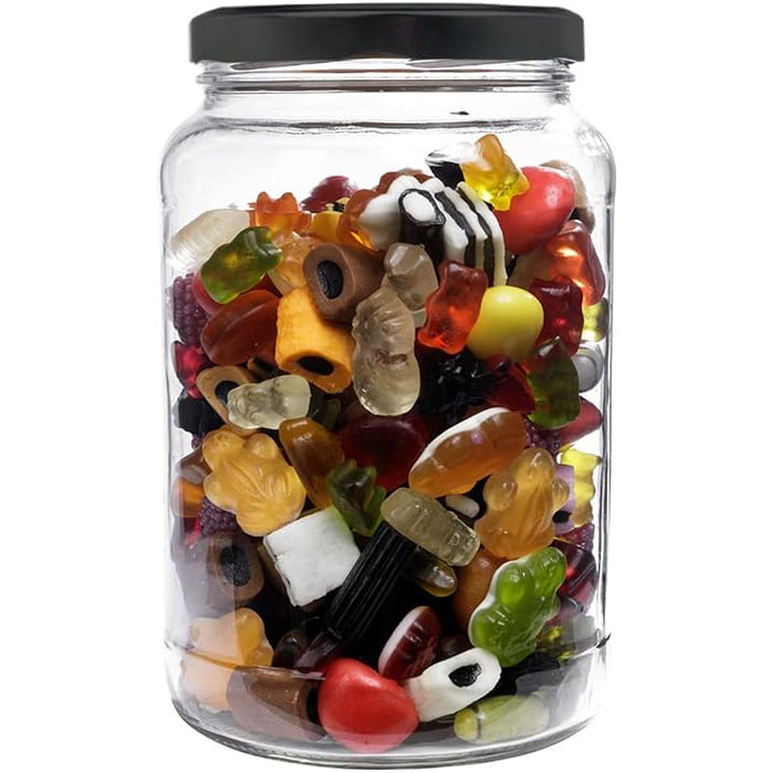 Набір з 2 банок для консервування, 1,7 літра, з кришкою, чорного кольору, включаючи етикетки