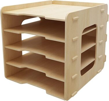 Лоток для документів PUNCIA A4, лоток для листів, 5 відділень, дерев&39яний настільний органайзер для файлів, лоток для паперу, система зберігання файлів, тримач для документів, папка для офісу, навчання, школи, офісу, 5-рівневий