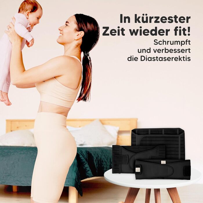 Післяпологовий пояс KeaBabies Revive 3-в-1 для жінок - пояс для підтримки живота після кесаревого розтину, пояс для післяпологового відновлення, бандаж для живота після пологів, пояс для підтримки живота під час вагітності (чорний, XL) XL