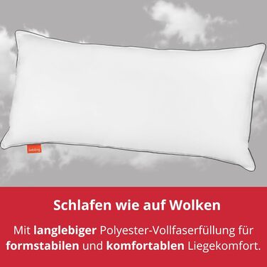 Улюблена готельна подушка, жорстка, 40x80 см, регульована по висоті подушка, 100 бавовна з сірою окантовкою, зроблено в ЄС, сертифікована Oeko-TEX, можна прати при температурі до 60 градусів, жорстка, 40 x 80 см