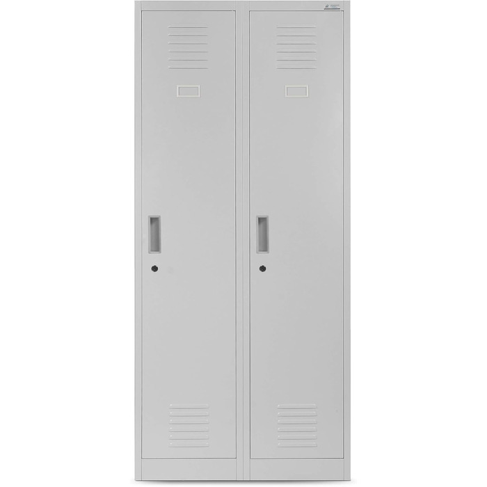 Шафа-шафа Jan Nowak, металева шафа, гардероб, шафа-шафа 2 відділення з вішалкою для одягу, роздільниками, вентиляційними отворами, 4 гачки для одягу на відділення 180 см x 80 см x 50 см, сірий