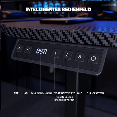 Кутовий стіл, регульована висота, L-подібна, 150 x 100 см, електричне регулювання висоти, ергономічний стіл з підставками для чашок та гачками, стабільний офісний стіл, чорний карбон, чорний карбон L-подібний 59