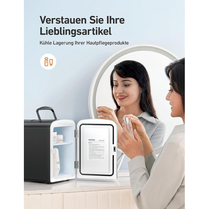 Міні-холодильник AstroAI 4 л, Маленький холодильник для косметики та напоїв, Міні-холодильники на 220В AC/12В DC для авто, офісів,