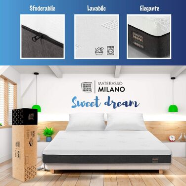 Матрац, 25 см, виготовлений з високощільної гелевої піни з ефектом пам&39яті, 60-65 кг/м, натуральний бамбуковий латекс, 70-75 кг/м, безперервні пружини, 7 зон, ортопедичний, гіпоалергенний, Latex Milano 160x200x25