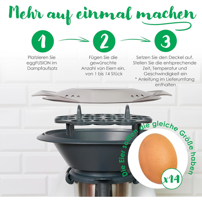 Тримач для яйцеварки CucinaOra eggFUSION - Аксесуари Thermomix tm6 - Тримач для яєць Thermomix до 14 яєць - Тримач для яєць для приготування їжі - Thermomix TM5 TM31 - Сумісний з кухонними аксесуарами MC Smart Connect