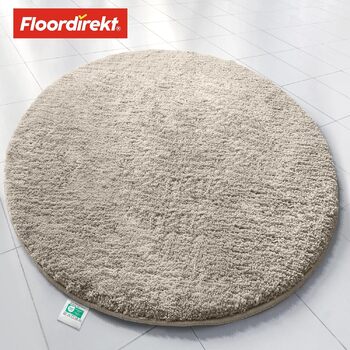 Килимок для ванної Floordirekt Sky, круглий килимок для ванної, щільний, пухнастий комфорт для вашого дому, нековзний килимок для ванної, що миється, протестований на шкідливі речовини (слонова кістка, 95 см (круглий))