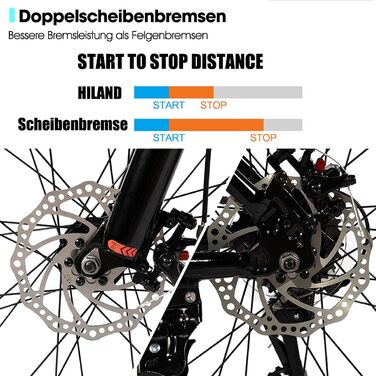 Гірський велосипед HILAND 26/27,5 дюймів для жінок, чоловіків та дорослих, 21-швидкісний гірський велосипед з алюмінієвою рамою, подвійні дискові гальма, гірський велосипед для чоловіків та жінок, чорний/зелений/синій/фіолетовий чорний 27,5 дюймів