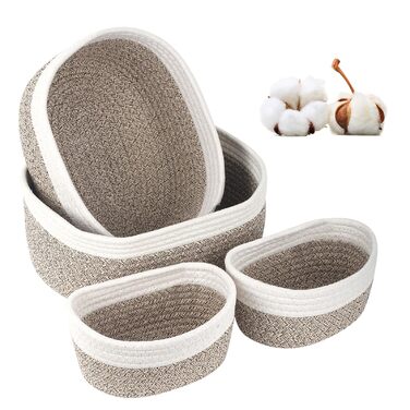 Набір коробок для зберігання з 4 шт. , кошик для в&39язання з бавовняної мотузки, кошики, коробка для зберігання, подарунковий кошик, порожній кошик для зберігання, кошик для зберігання, для ванної кімнати, ванни, пеленального столика, кошик для іграшок-о
