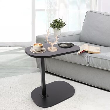 С-подібний журнальний столик, регульована висота 4580 см, поворотна та нахильна стільниця, столик для дивана, тумбочка біля ліжка, столик для колін з колесами, сучасний маленький журнальний столик, компактний та стійкий (чорний)