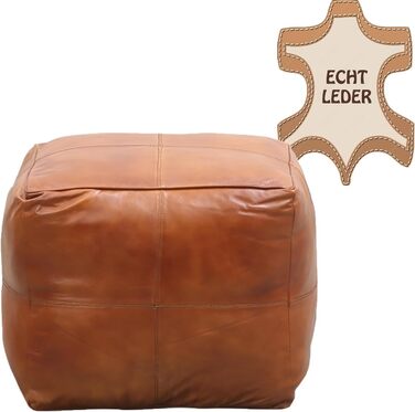 Вінтажний табурет Marrakech з подушкою для сидіння, включаючи наповнювач, виготовлений з натуральної шкіри Пуф-табурет Fjord кольору коньячного коричневого, заввишки 45 см Крісло-мішок для ніг як декор скандинавської спальні та вітальні