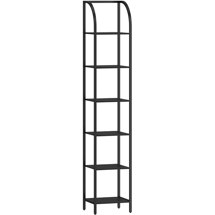 Полиця Hzuaneri, книжкова шафа, 6-ярусна полиця, полиця для DVD, вузькі полиці, офісна полиця в індустріальному стилі, металевий каркас для вітальні, спальні, кухні, чорна BC56004B 30 x 33,6 x 182,5 см чорна