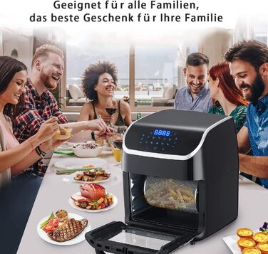 Хагвот XXL 12-літрова фритюрниця, фритюрниця з РК-дисплеєм, 9 програм, попереднє нагрівання та підтримання тепла, дегідратор, фритюрниця без олії, 1800 Вт, з аксесуарами