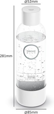 Пляшка для води (ємність 850 мл, не можна мити в посудомийній машині, байонетна кришка, сумісна з виробником газованої води GROHE Blue Fizz), біла, 41250L00