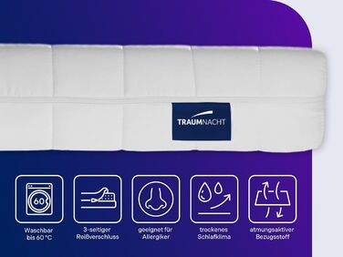 Ортопедичний матрац Traumnacht XXL з 7-зонними пружинами кишенькової форми, висота матраца 22 см, рівень жорсткості 3 (H3), 90 x 200 см, сертифікований Oeko-Tex, виготовлений відповідно до німецьких стандартів якості 90 x 200 см 22 см