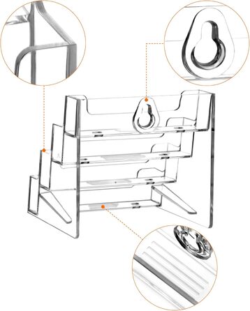 Акриловий тримач для візиток QWORK з 2 упаковками з 4 відділеннями, великою місткістю та прозорою підставкою для візиток для офісу, роздрібної торгівлі та зберігання на столі