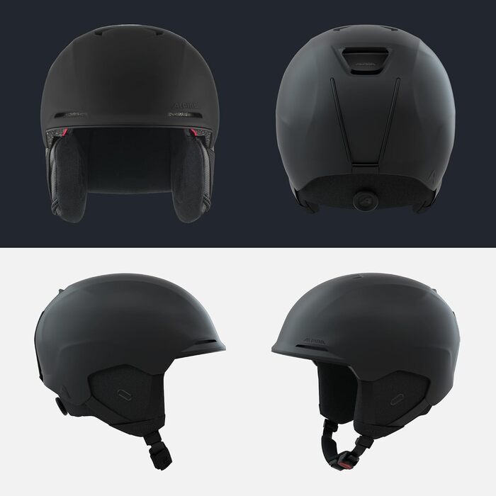 Безпечний, ідеально кліматично контрольований та комфортний лижний шолом з підкладкою, яку можна прати. Для дорослих M (55-59 см), чорний матовий