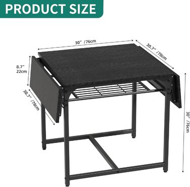Розкладний обідній стіл YITAHOME, розсувний відкидний стіл з тримачем для зберігання та 4 регульованими ніжками, для 2-6 осіб, 120 x 78 x 75 см, чорний