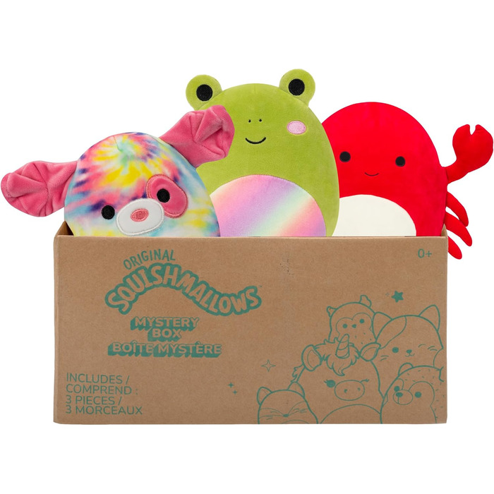 М&39які іграшки SQCR04665 - Таємнича коробка, містить 3 м&39які іграшки-сюрпризів розміром 20 см, офіційні плюшеві іграшки Jazwares, таємничий набір з 3 плюшевих іграшок 20,3 см Таємнича коробка