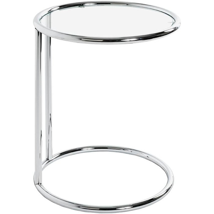 Журнальний столик HAKU Furniture, хром, метал, безпечне скло - Розміри В 55 см x Ø 45 см, Стиль Сучасний В 55 см x Ø 45 см Хром
