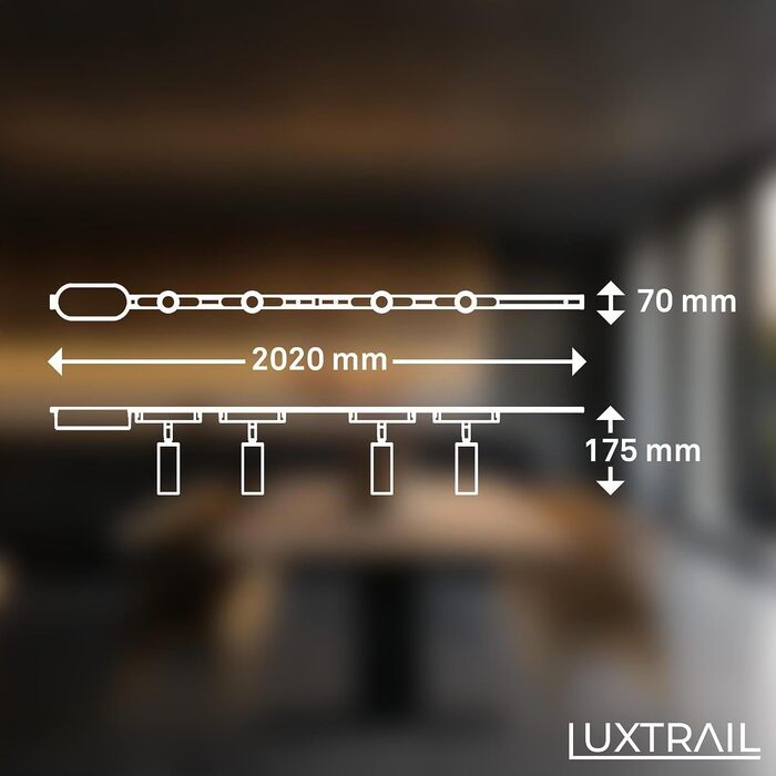 Стартовий набір трекової системи освітлення BRILONER Luxtrail 4 LED-споти, поворотні, розширювані, 2 м, чорний