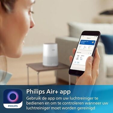 Очищувач повітря Philips серії 600, надтихий та енергозберігаючий для алергіків, фільтр HEPA видаляє 99,97 забруднюючих речовин, для приміщень до 44 м, контрольований застосунком, білий (AC0650/10)