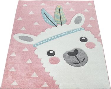 Дитячий килим рожевий дитяча кімната 3-D дизайн альпака мотив пастельні кольори міцний, розмір 200x290 см