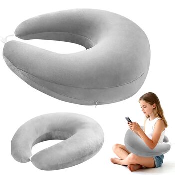 Ергономічна подушка, багатофункціональний підлокітник, чохол, який можна прати, U-подібна подушка для тазу, подушка для підтримки рук, подушка для читання, ігрова подушка та подушка для читання, в&39язана подушка для дивана та ліжка (сіра)