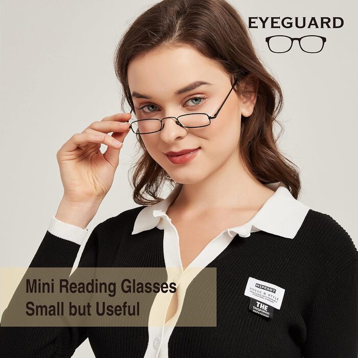 Окуляри для читання EYEGUARD Slim, компактні міні-окуляри для читання, суперлегкі металеві, кишенькові окуляри для читання з портативними чохлами для чоловіків і жінок, 2 пари багатокольорові 1,5 x