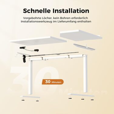 Електричний стіл Agilestic, 160 x 90 см, метал / дерево, білий
