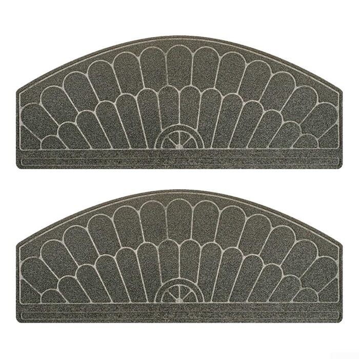 Комплект килимків для сходів, напівкруглий візерунок, нековзна підкладка з TPR, абсорбуючий поліестер для контролю вологи та зниження шуму, для використання всередині та зовні приміщень (сірий)